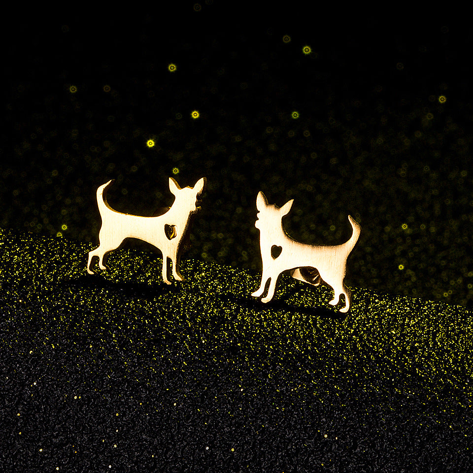 Simple Dog Stainless Steel Stud Earrings Wholesale