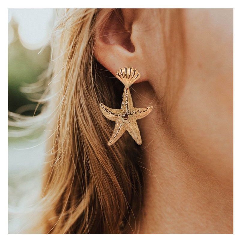 Retro Shell Starfish Alloy Fashion Earrings