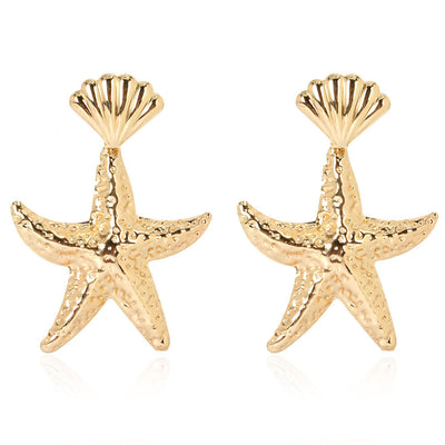 Retro Shell Starfish Alloy Fashion Earrings