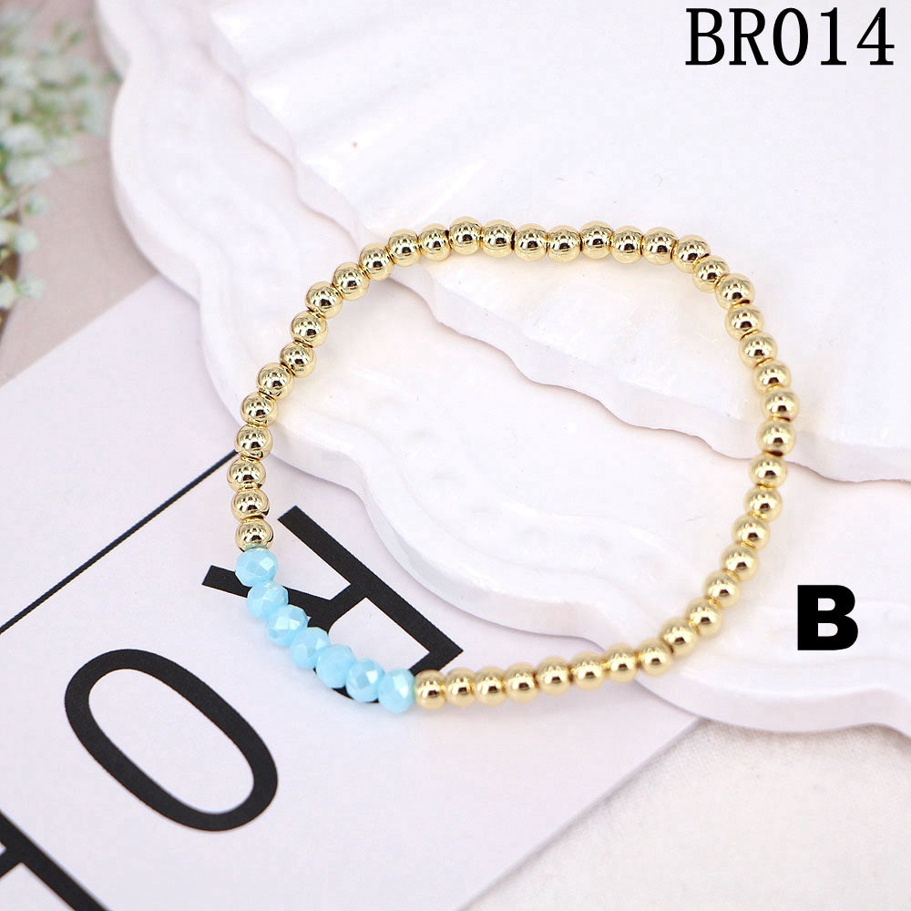 Evil Eye Colored Glaze Gold Bead Multi-Layered Bracelet Set