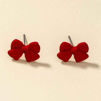Simple Heart-shaped Tassel Earrings with Bow Design