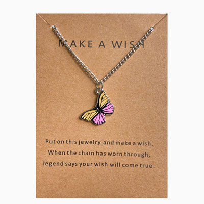 Simple Retro Multicolor Butterfly Pendant Necklace