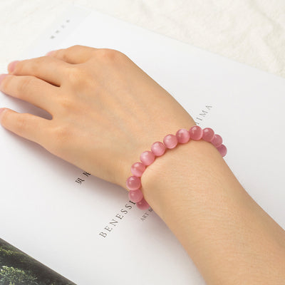 Frosted Opal & Cat's Eye Stone Energy Bracelet