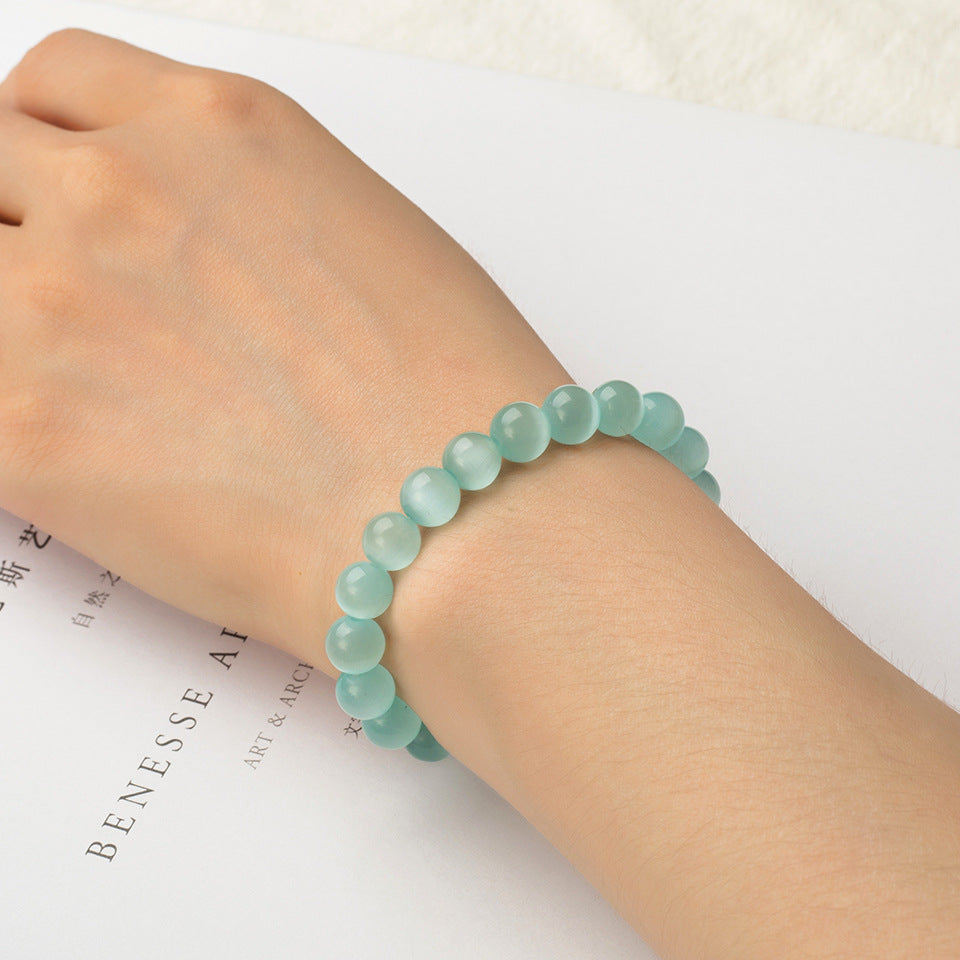 Frosted Opal & Cat's Eye Stone Energy Bracelet