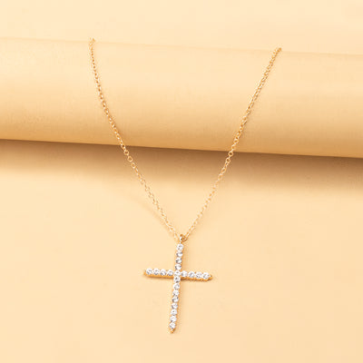 Simple Diamond Cross Necklace with Vintage Virgin Mary Pendant