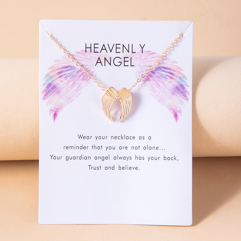 Simple Geometric Angel Wings Pendant Alloy Necklace