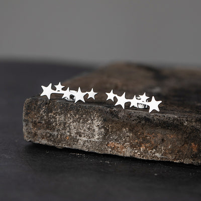 Simple Glossy Gold and Silver Star Stud Earrings