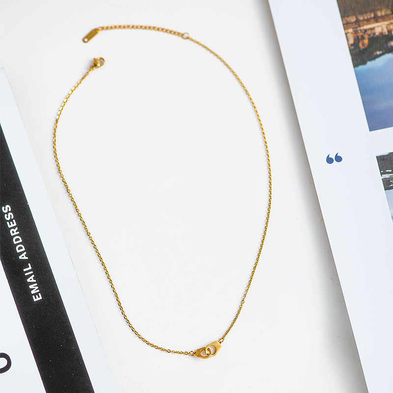 Simple Handcuff Shaped Sterling Silver Necklace