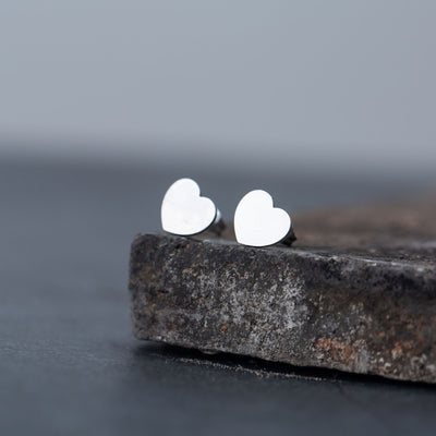 Simple Heart-shaped Stainless Steel Stud Earrings for Women