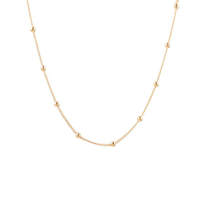 Minimalist Freshwater Pearl & Bead Necklace in Titanium Steel with 18K Gold Plating