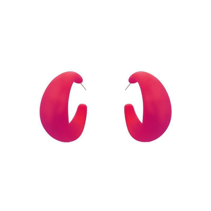 Simple Retro Matte C-Shaped Hoop Earrings 2023