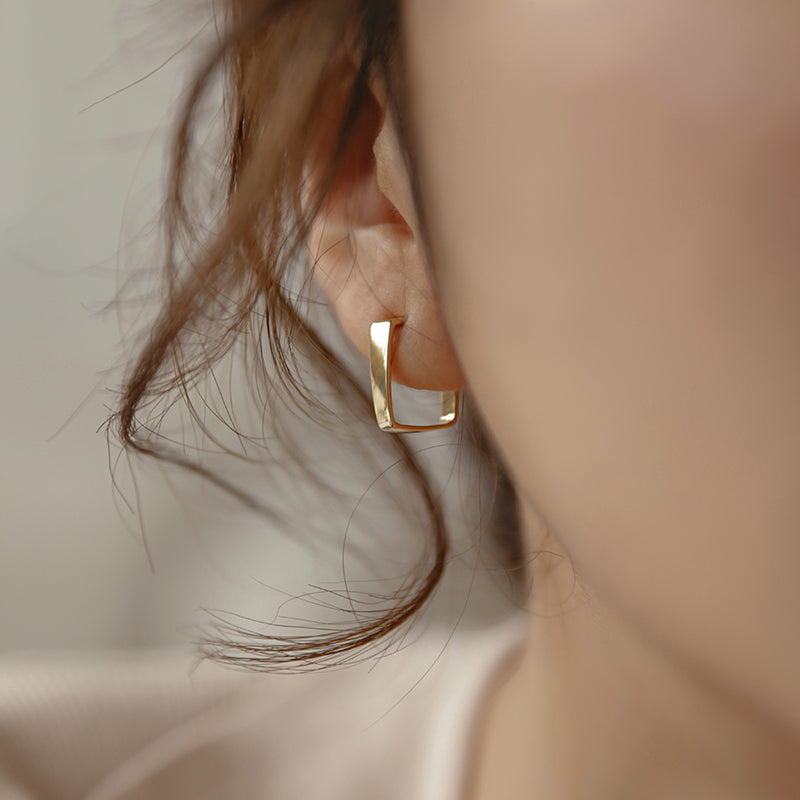 Simple Trendy Korean Square Hoop Earrings for Women