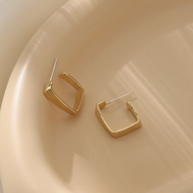 Simple Trendy Korean Square Hoop Earrings for Women