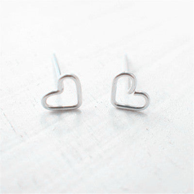 Simple Hollow Peach Heart Alloy Earrings - Gold & Silver Plated Valentine's Gift