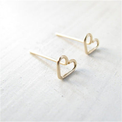 Simple Hollow Peach Heart Alloy Earrings - Gold & Silver Plated Valentine's Gift