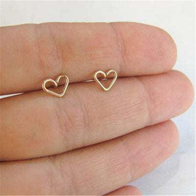 Simple Hollow Peach Heart Alloy Earrings - Gold & Silver Plated Valentine's Gift
