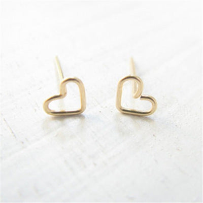 Simple Hollow Peach Heart Alloy Earrings - Gold & Silver Plated Valentine's Gift