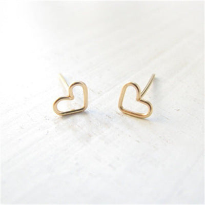 Simple Hollow Peach Heart Alloy Earrings - Gold & Silver Plated Valentine's Gift