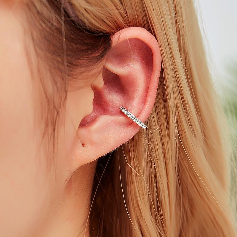 Simple Rhinestone U-Shaped Ear Cuff Clip Earrings