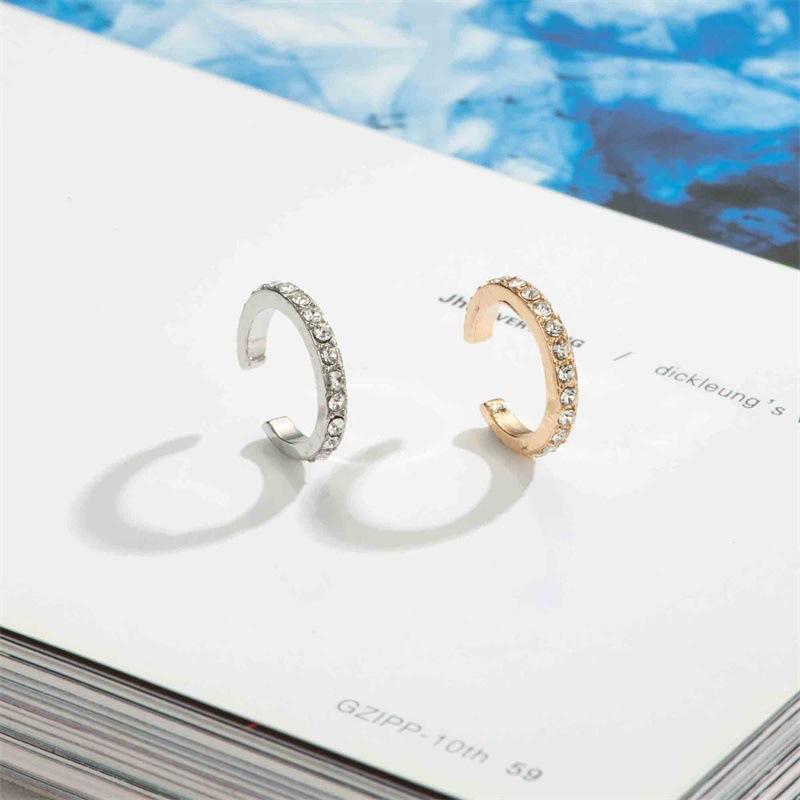 Simple Rhinestone U-Shaped Ear Cuff Clip Earrings