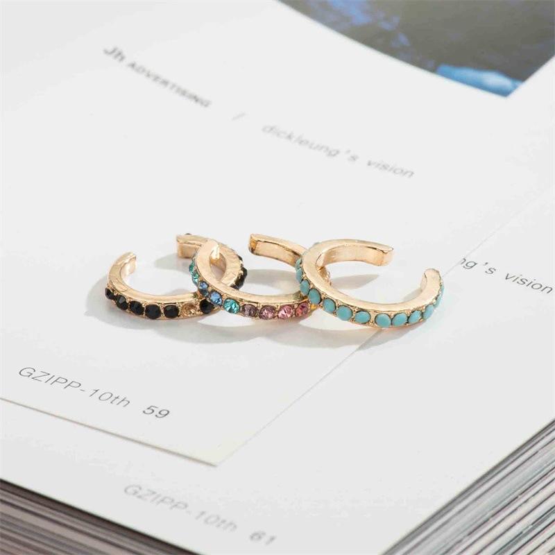 Simple Rhinestone U-Shaped Ear Cuff Clip Earrings