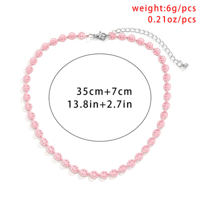 Simple Colorful Macarons Smiley Face Clavicle Chain Necklace