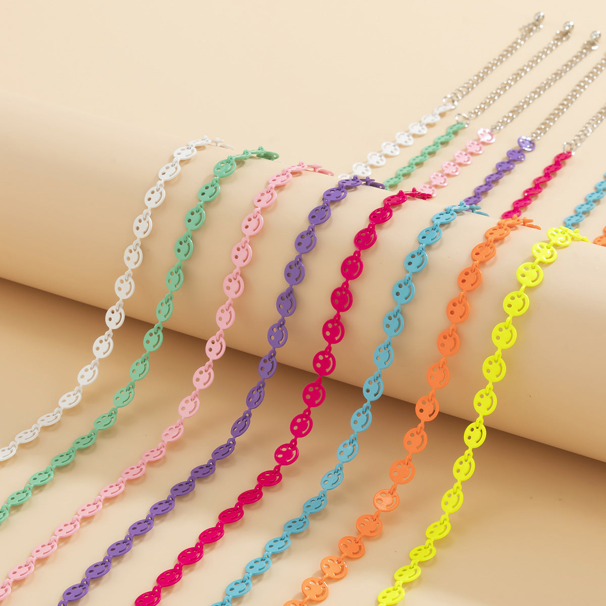 Simple Colorful Macarons Smiley Face Clavicle Chain Necklace