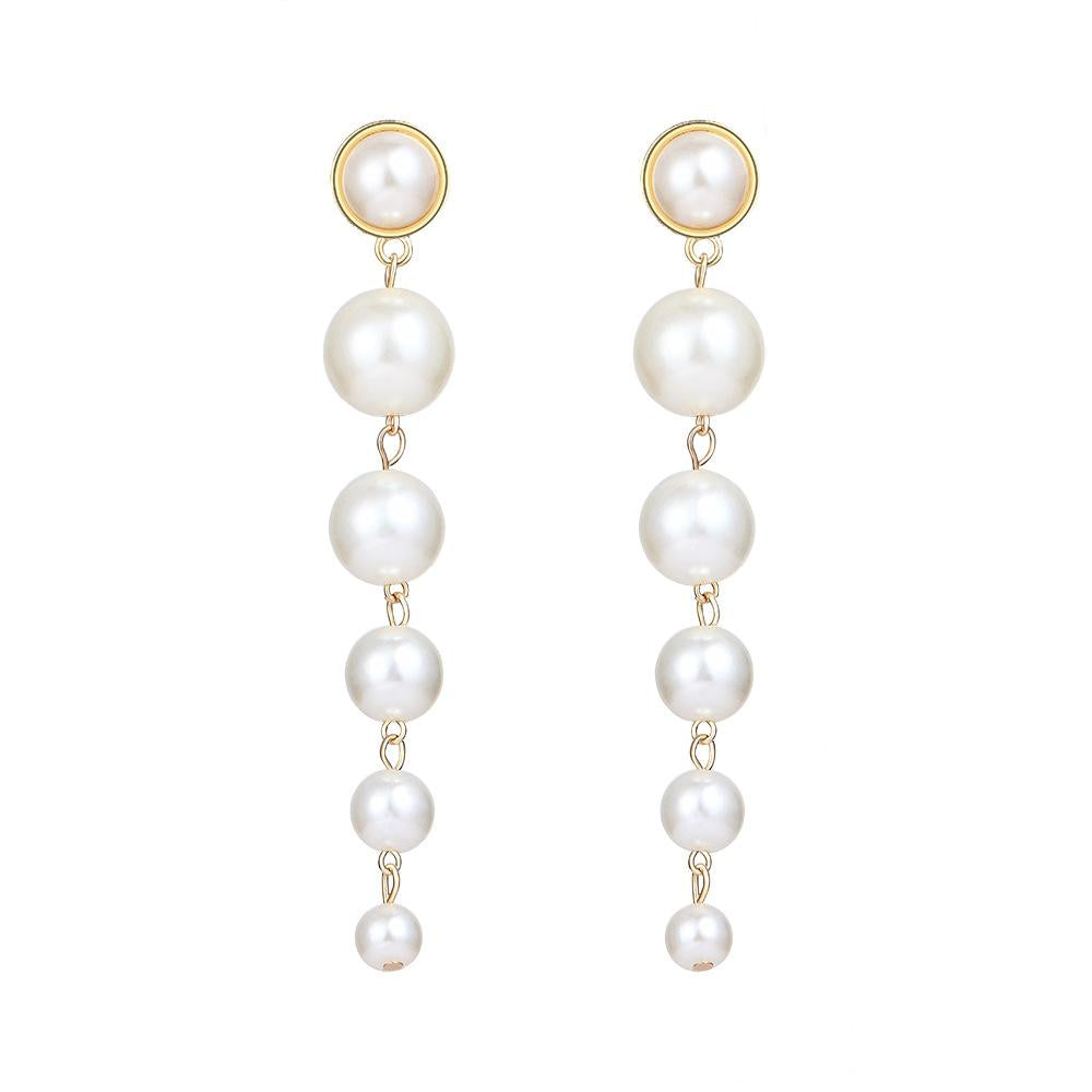 Simple Minimalist Artificial Pearl Long Drop Earrings for Women Fashion Accessories