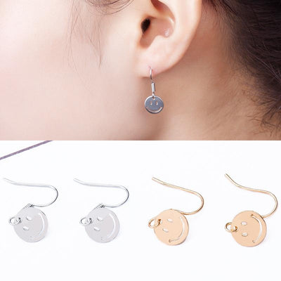 Simple Smiley Face Blue Mushroom Stud Earrings