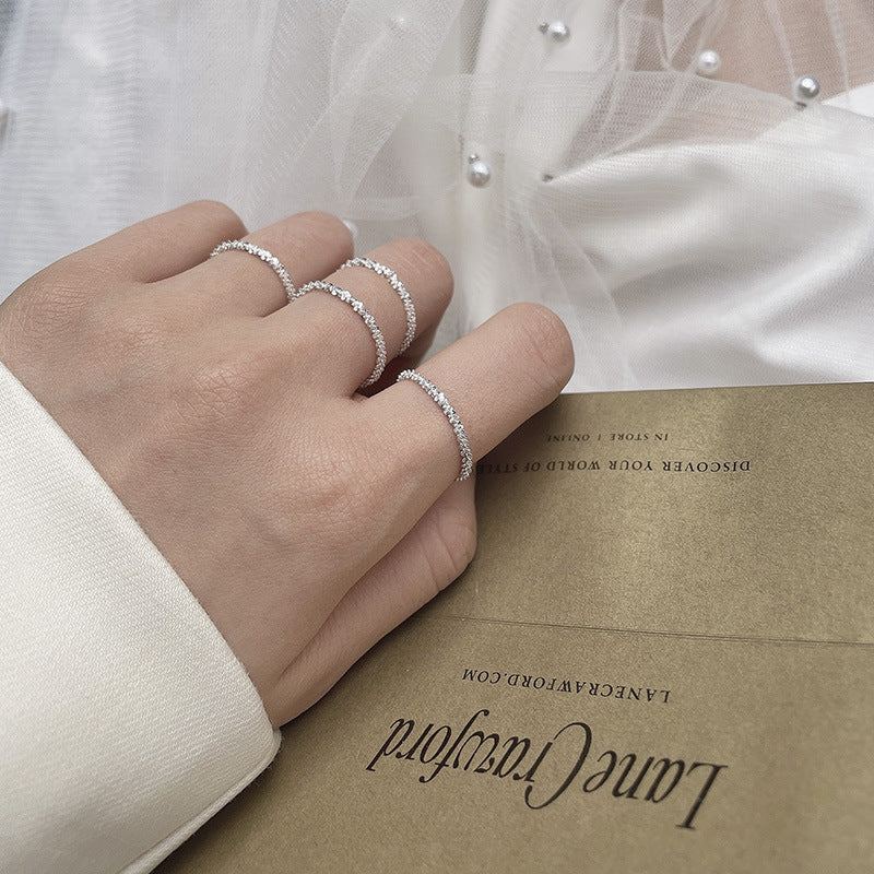 Simple Galaxy Chain Ring 925 Sterling Silver Minimalist Design