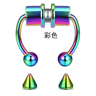 Simple Stainless Steel Magnetic Horseshoe Nose Ring Clip