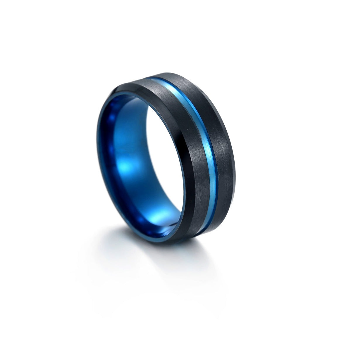 Simple Stainless Steel Two-tone Enamel Rings with Elegant Black and Tri-color Design