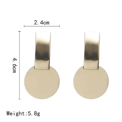 Simple Geometric Metal Bar and Disc Earrings