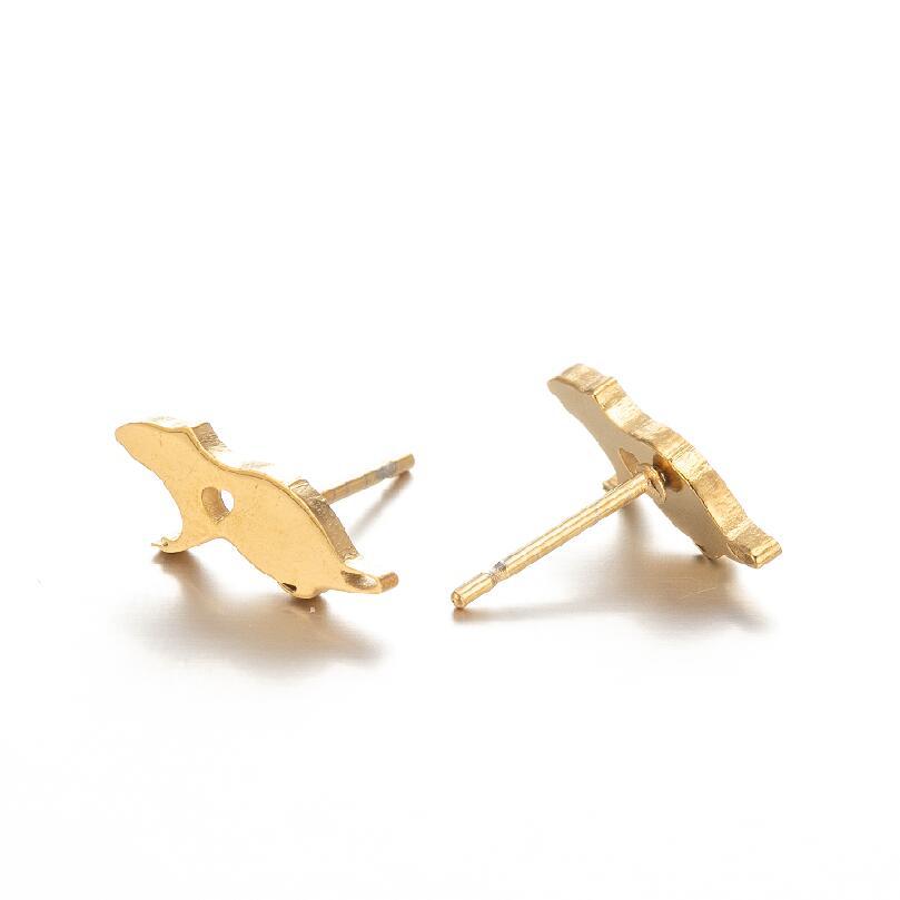Simple Style Heart and Animal Stainless Steel Stud Earrings