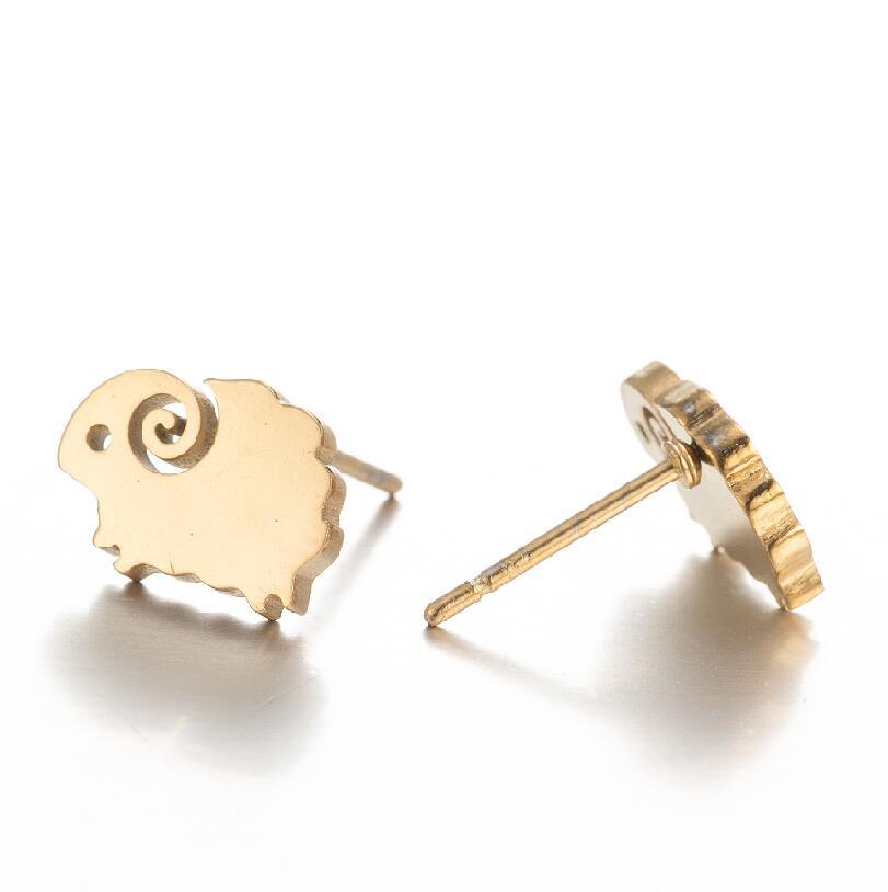 Simple Style Heart and Animal Stainless Steel Stud Earrings
