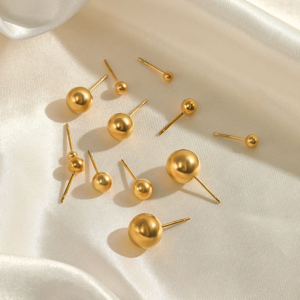 Minimalist Stainless Steel Ball Stud Earrings for Women - 1mm/4mm Round Bead Design