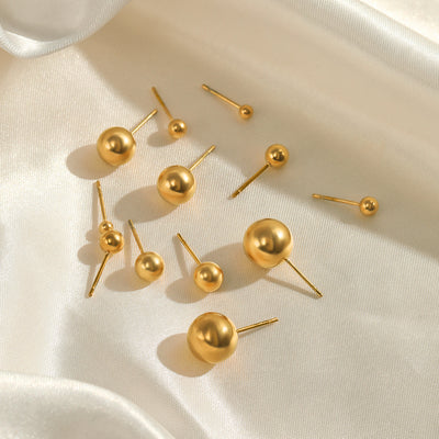 Minimalist Stainless Steel Ball Stud Earrings for Women - 1mm/4mm Round Bead Design