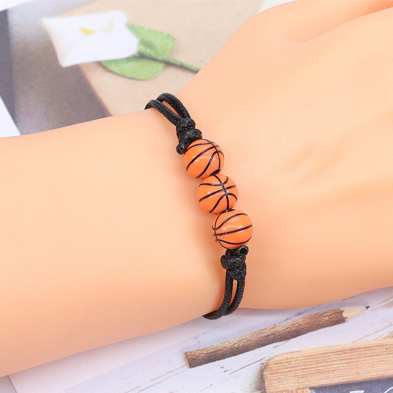 Acrylic Sports Bracelet - Basketball, Football, Baseball, Tennis Unisex Handmade Cord Design