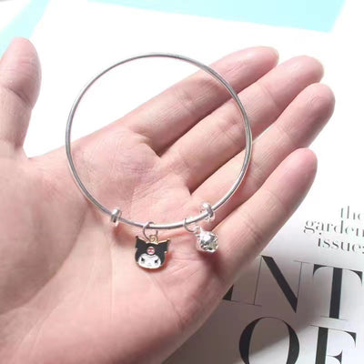 Simple Cartoon Alloy Plated Bangle with Bell Charm