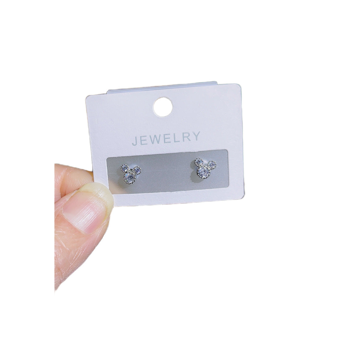 Simple Cartoon Mouse Zircon Inlay Copper Stud Earrings