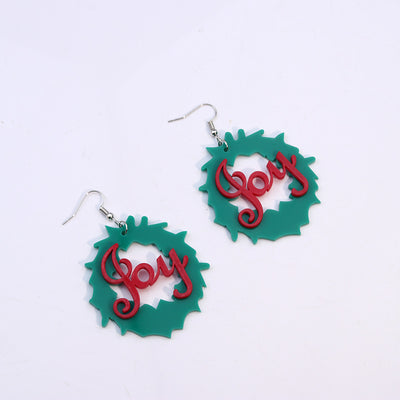 Simple Christmas Tree and Santa Claus Acrylic Earrings Set