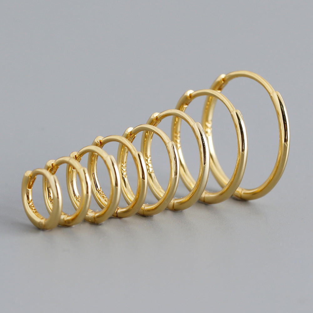 Simple Style Sterling Silver Circle Hoop Earrings