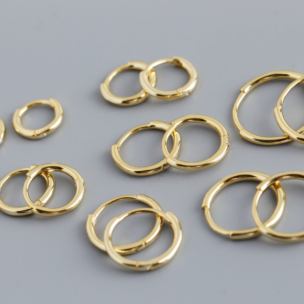 Simple Style Sterling Silver Circle Hoop Earrings
