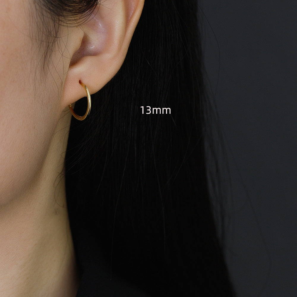 Simple Style Sterling Silver Circle Hoop Earrings