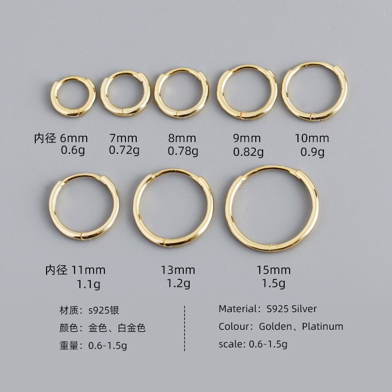 Simple Style Sterling Silver Circle Hoop Earrings