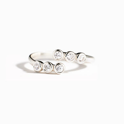 Simple Geometric Sterling Silver Zircon Open Ring