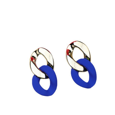 Simple Geometric Color Block Acrylic Drop Earrings for Women