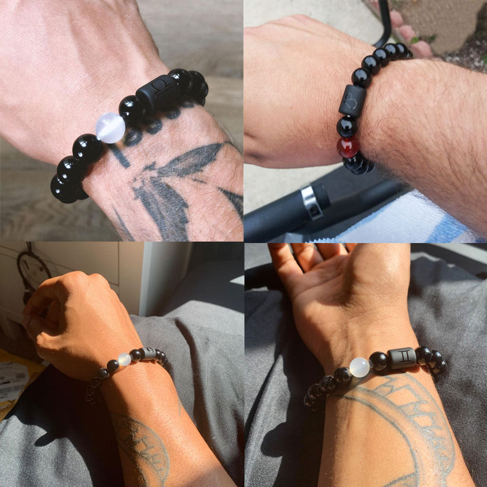 Simple Constellation Obsidian Beaded Unisex Bracelet with Elastic Cord