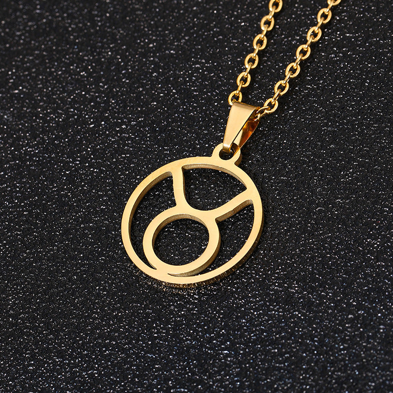 Simple Style Zodiac Stainless Steel Necklace