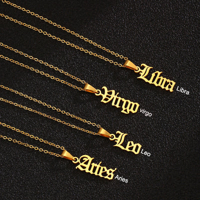 Zodiac Sign Stainless Steel Pendant Necklace